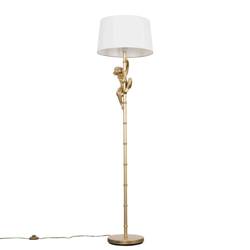 MiniSun | Modern Gold Hanging Monkey Design Floor Lamp with a White Tapered Shade | Floor Lamps & Torchieres, Home Décor, Improvement & Lifestyle Essential