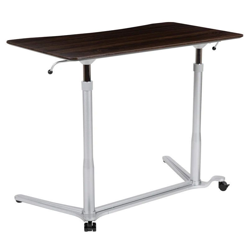 Flash Furniture Merritt Sit-Down, Stand-Up Dark Wood Grain Computer Ergonomic Desk with 37.375" W Top (Adjustable Range 29" - 40.75") - Image 1