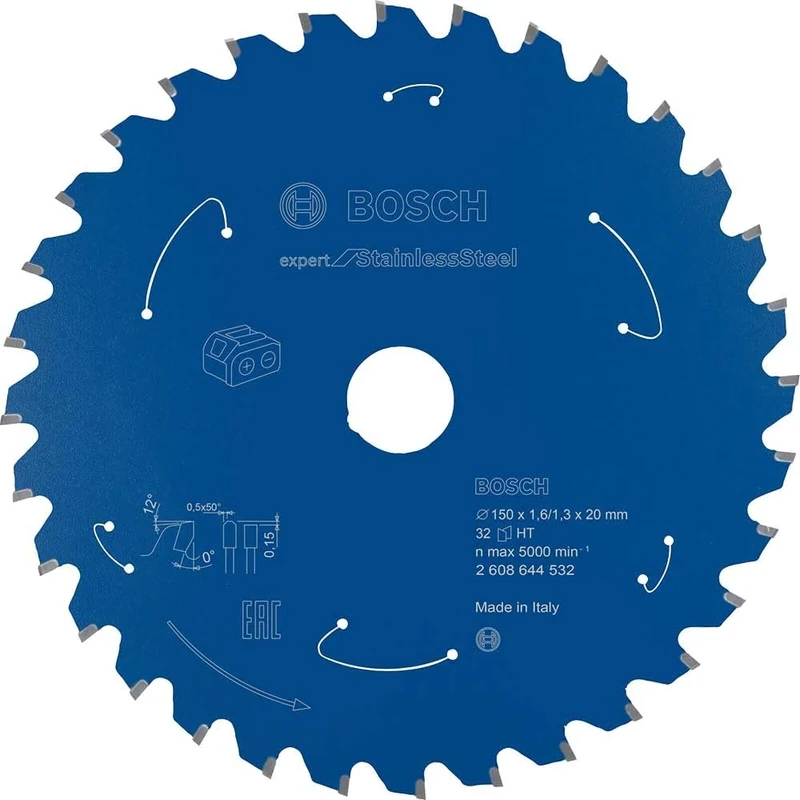 Bosch Professional Circular Saw Blade Expert for (Stainless Steel, 150 x 20 x 1.6 mm, 32 teeth; Accessories: Cordless Circular Saw)