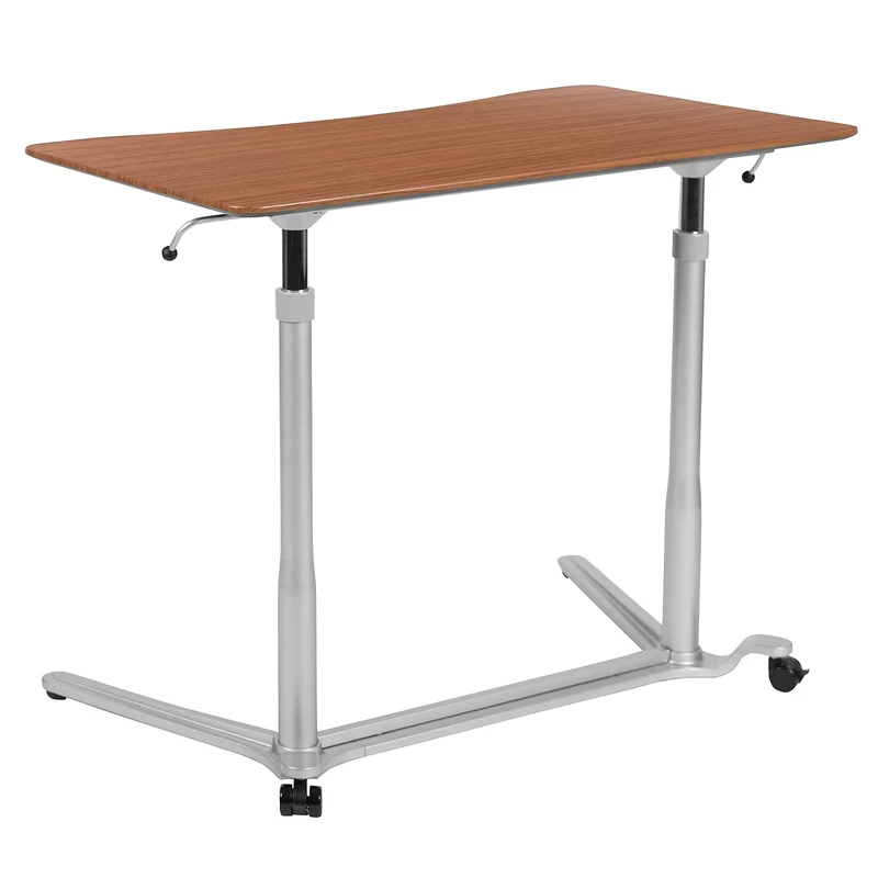 Flash Furniture Merritt Sit-Down, Stand-Up Cherry Computer Ergonomic Desk with 37.375" W Top (Adjustable Range 29" - 40.75")