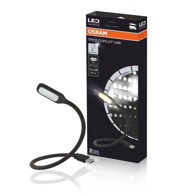 OSRAM Copilot, LED Reading Light Plug, Onyx-USB, Folding Carton (1 Unit), Black