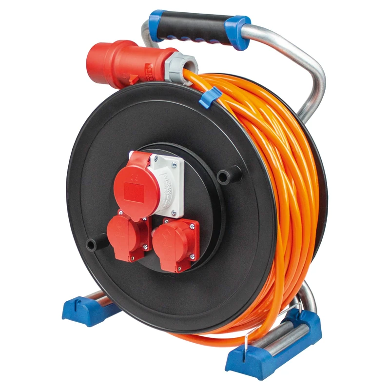 as - Schwabe Xperts CEE Plastic Cable Reel 40 m with CEE Plug 400 V, 16 A, 2 Earthing Contact Sockets 230 V, 16 A, 1 CEE Socket 400 V, 16 A Max. 10000 W, H07BQ-F 5G1.5, Made in Germany, IP4444