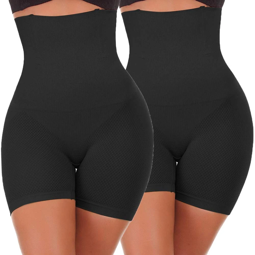 NINGMI Women High-Waisted Tummy Control Bodyshaper Butt Lifter Boyshorts Control Knickers Slimming Briefs, XXL, 2B Pack