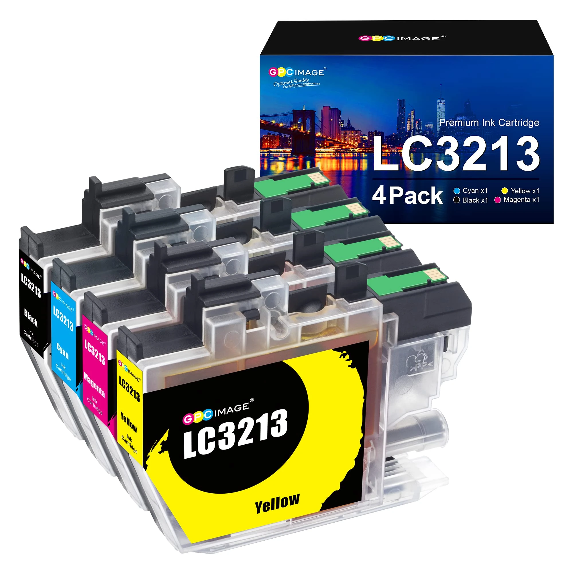 GPC Image Compatible Ink Cartridges Replacement for Brother LC3213 LC-3213 to use with MFC-J895DW MFC-J890DW MFC-J497DW DCP-J572DW DCP-J772DW DCP-J774DW Printer (Black, Cyan, Magenta, Yellow, 4 Pack)
