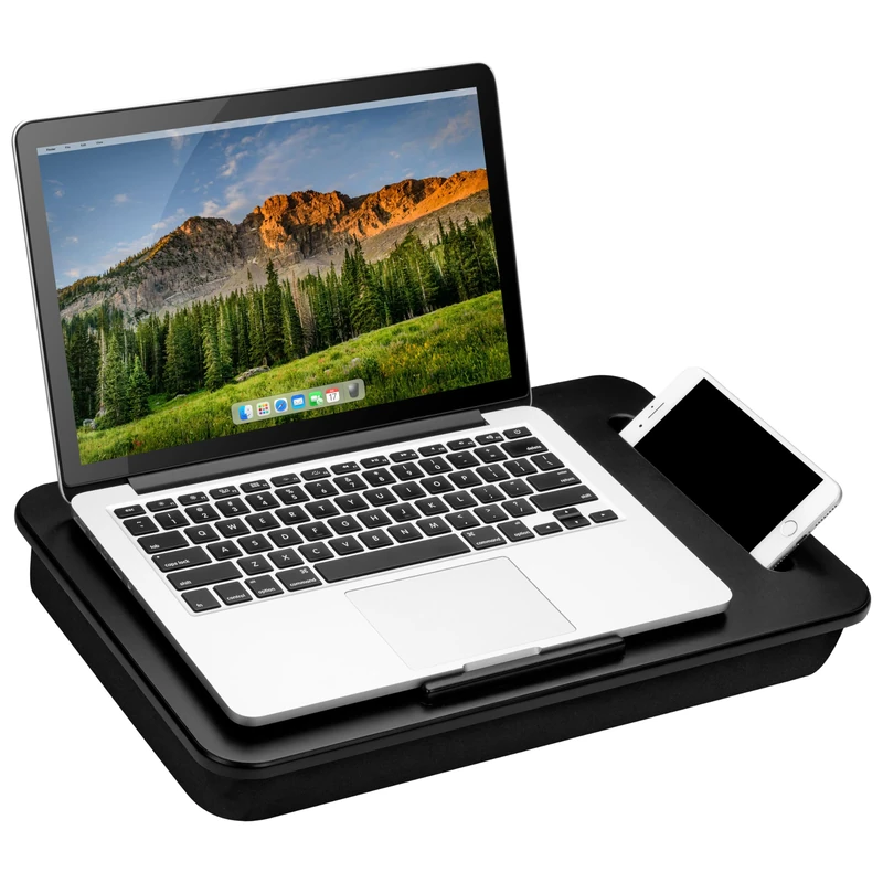 LAPGEAR Sidekick Lap Desk with Device Ledge and Phone Holder - Black - Fits up to 15.6 Inch Laptops - Style No. 44218 - Image 1