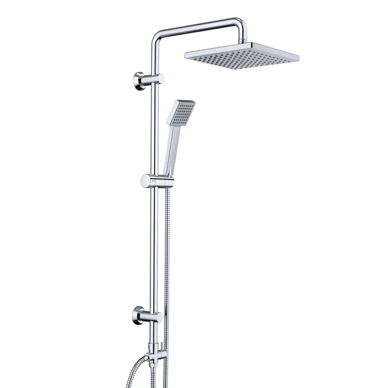 JOHO Shower Slider Rail with Adjustable Shower Holder Bracket Wall Mounted Shower Column 92cm in 304 Stainless Steel Bathroom Shower Set with Shower Head and Shower Hose 150CM(ABS 20x20)