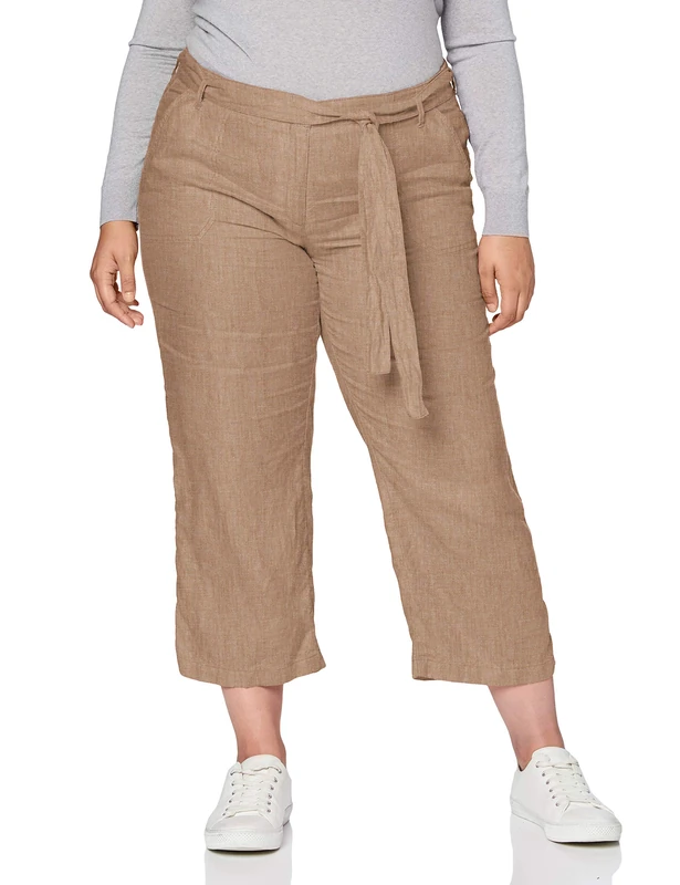 BRAX Women's Style Maine S Shortened Linen Trousers Pants, Brown (Toffee 54), 42W x 30L