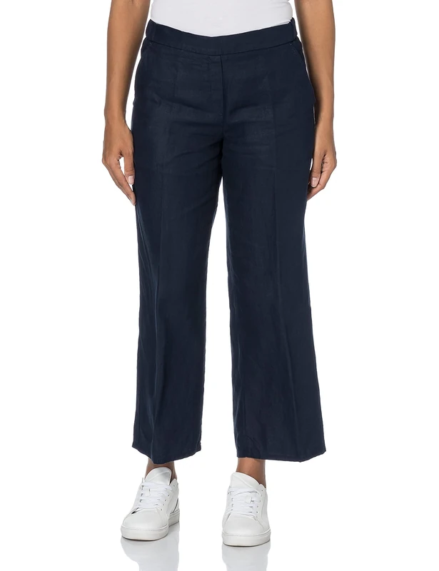 BRAX Women's Style Maine S Shortened Linen Trousers Pants, Navy, 12