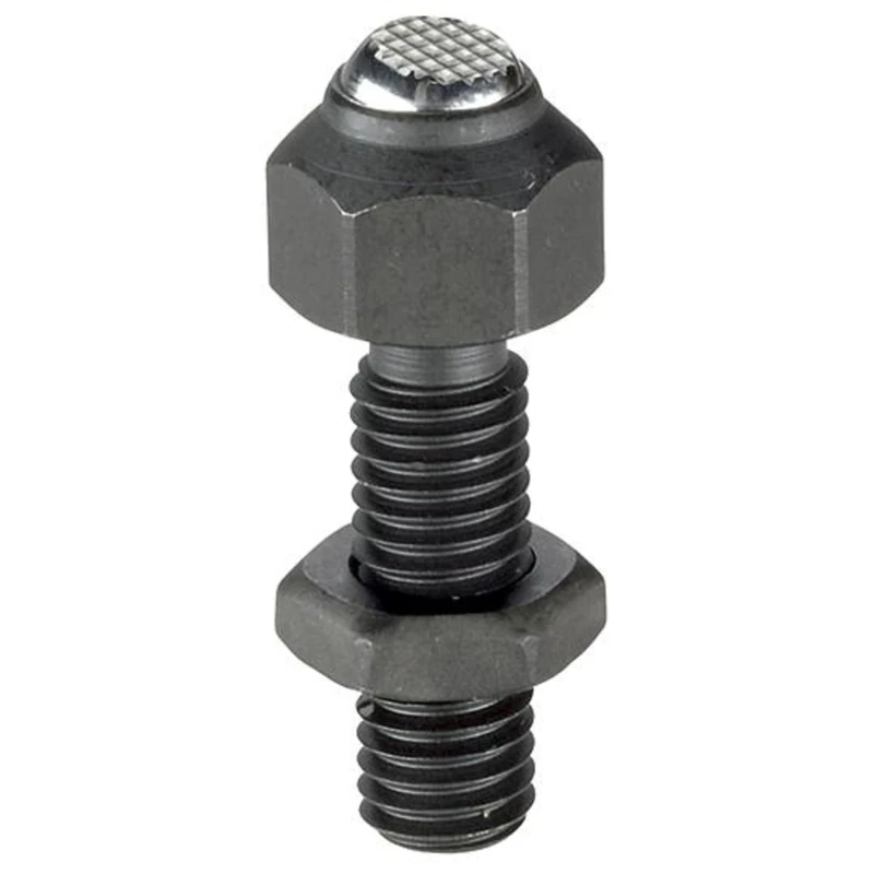 Pendulum Supports, Adjustable, with flattened Ball, Ribbed Contact Surface, d1 = M20, Tempered Steel, 22740.0330