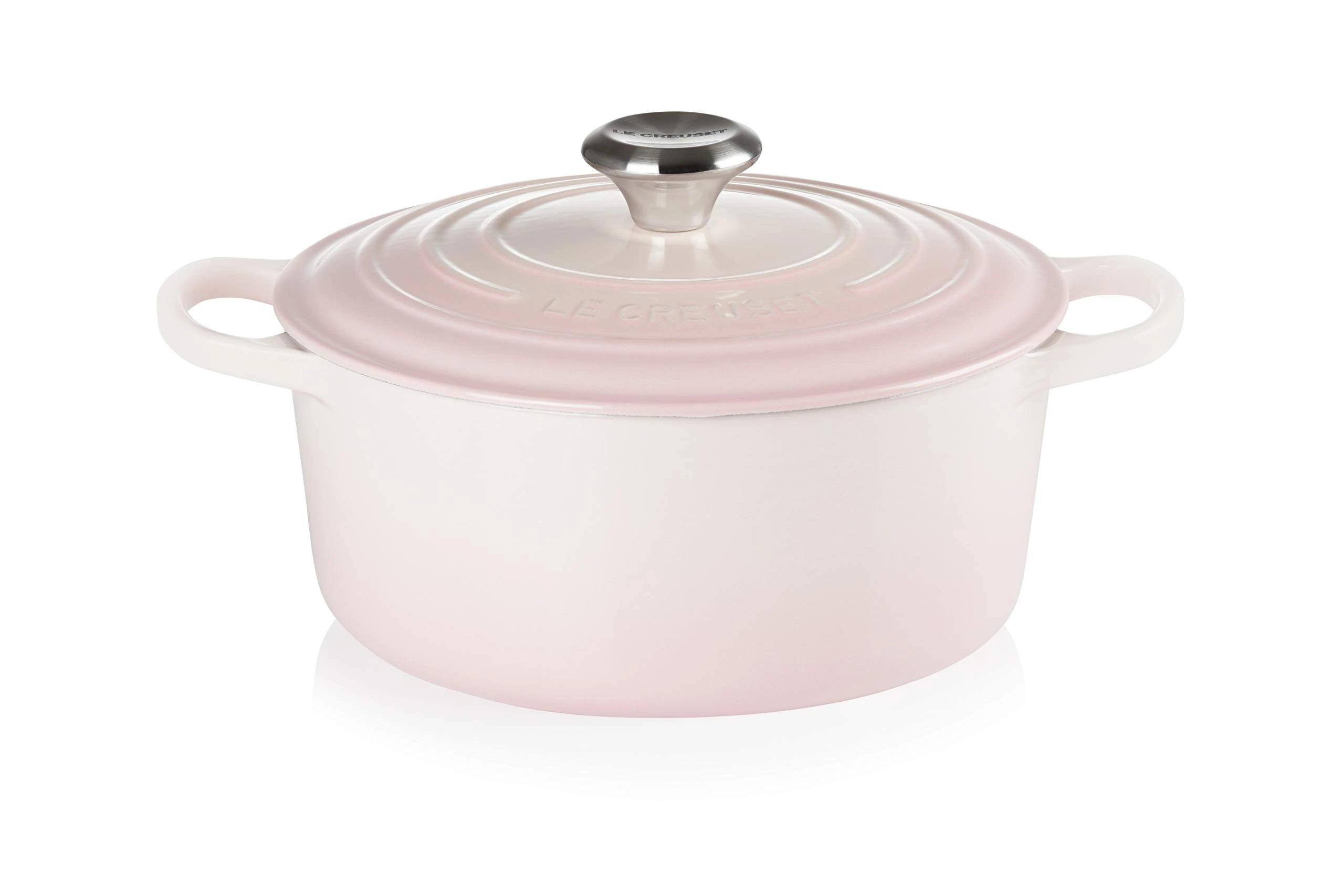 Le Creuset Signature Enamelled Cast Iron Round Casserole Dish With Lid, 24 cm, 4.2 Litres, Shell Pink, 21177247774430