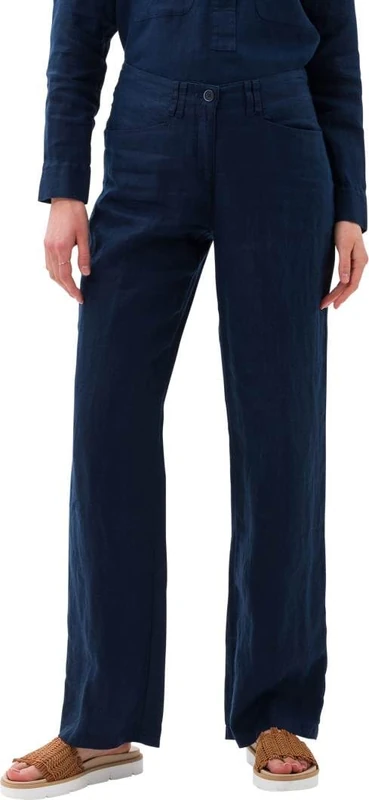 BRAX Women's Style Farina Pure Linen Trousers, 22 Navy, 32W x 30L