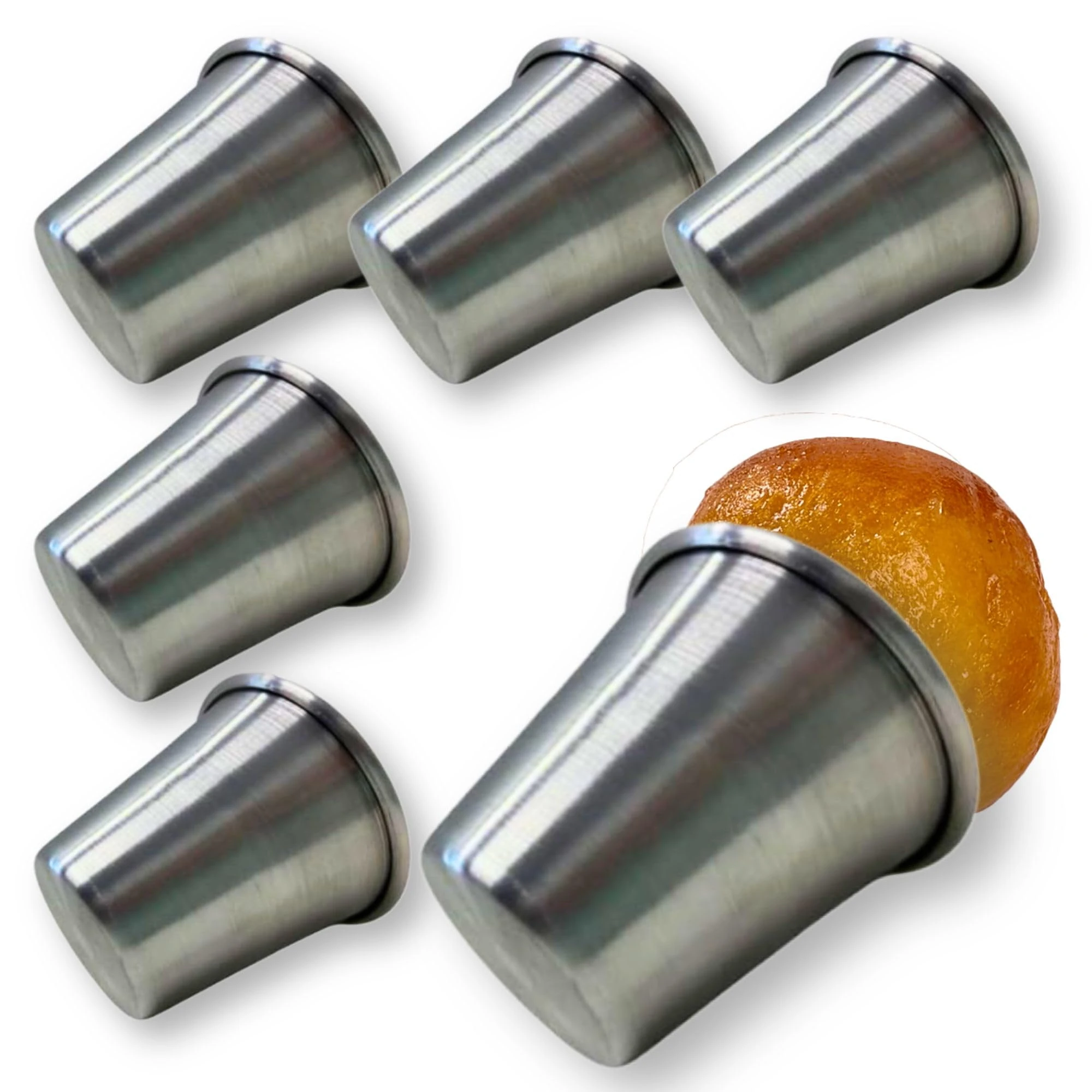 Baba Molds, Baba Molds, Aluminium Baking Molds, Baba Moulds Measures 6 cm Diameter x 6 cm Height, Made In Italy, Silver Aluminium Moulds for Sweets (6 moulds)