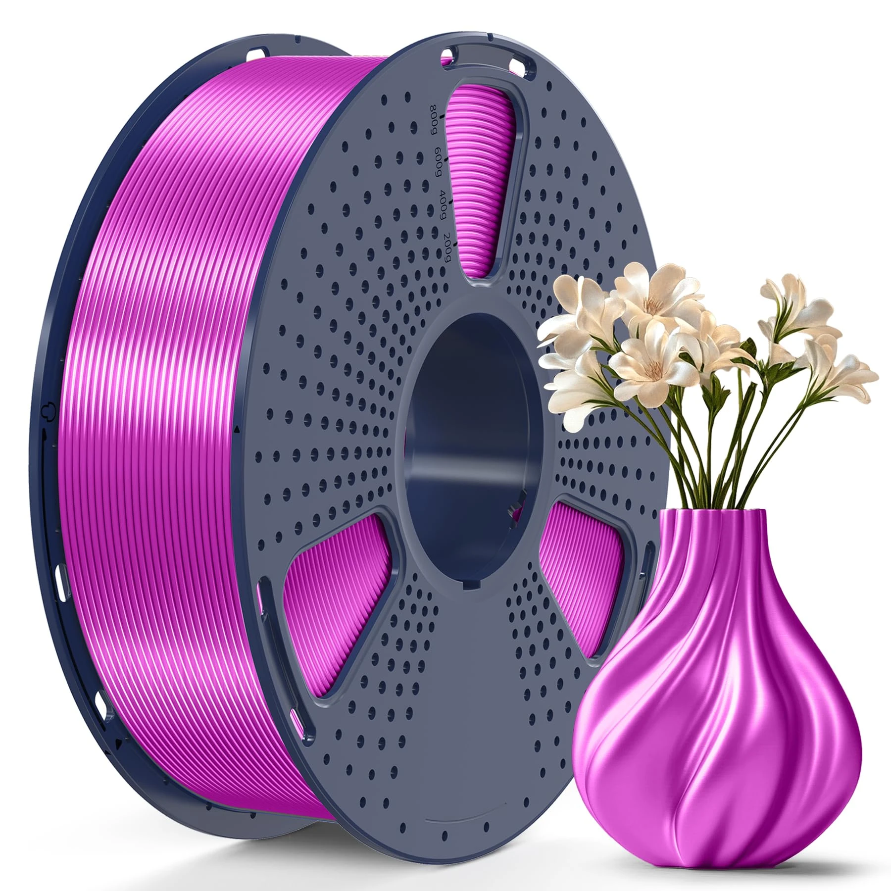 SUNLU Silk Filament 1.75mm, Shiny PLA 3D Printer Filament, PLA+ Silk 3D Filament, Dimensional Accuracy +/- 0.02 mm, 1KG Spool (2.2 lbs), Silk Purple 1KG