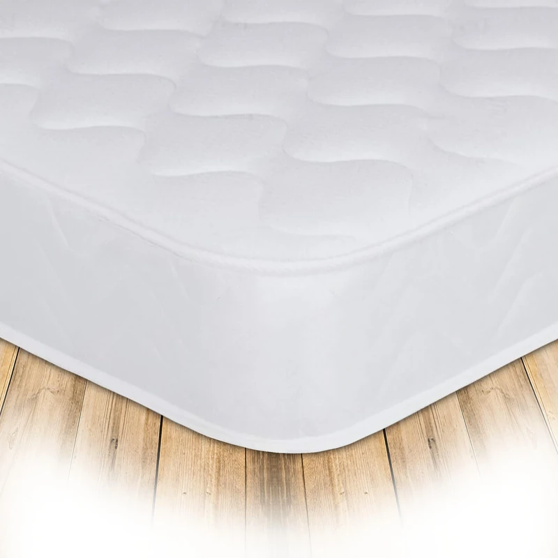 Starlight Beds Shorty Mattress. Wave Design Shorty Sprung Mattress. Soft, White, 18cm Deep. (75cm x 175cm, 2ft6 x 5ft9)