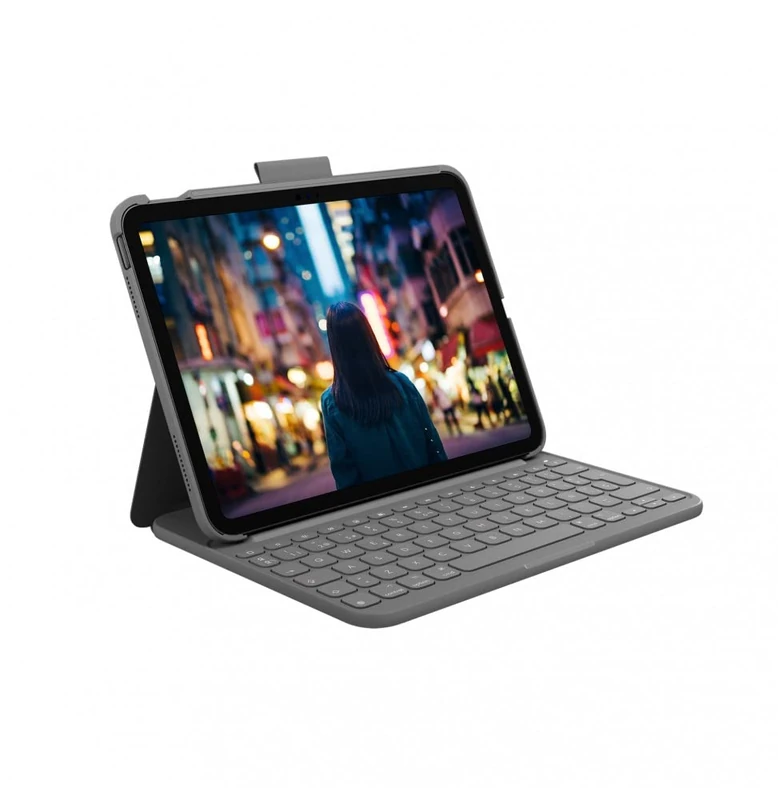 Logitech iPad (10th generation) Keyboard Case | Slim Folio with integrated wireless keyboard (Graphite) - Spanish Layout