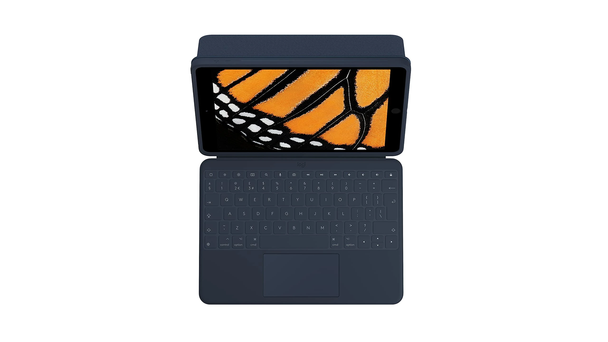 Logitech Rugged Combo 3 Touch iPad Keyboard Case (7th, 8th, & 9th generation - 2019, 2020, 2021) with Trackpad and Smart Connector for iPad, QWERTY UK English Layout - Classic Blue