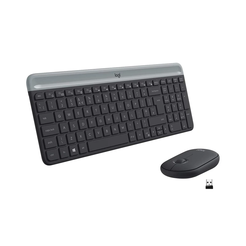 Logitech Slim Wireless Keyboard and Mouse Combo MK470, AZERTY Belgian Layout - Grey
