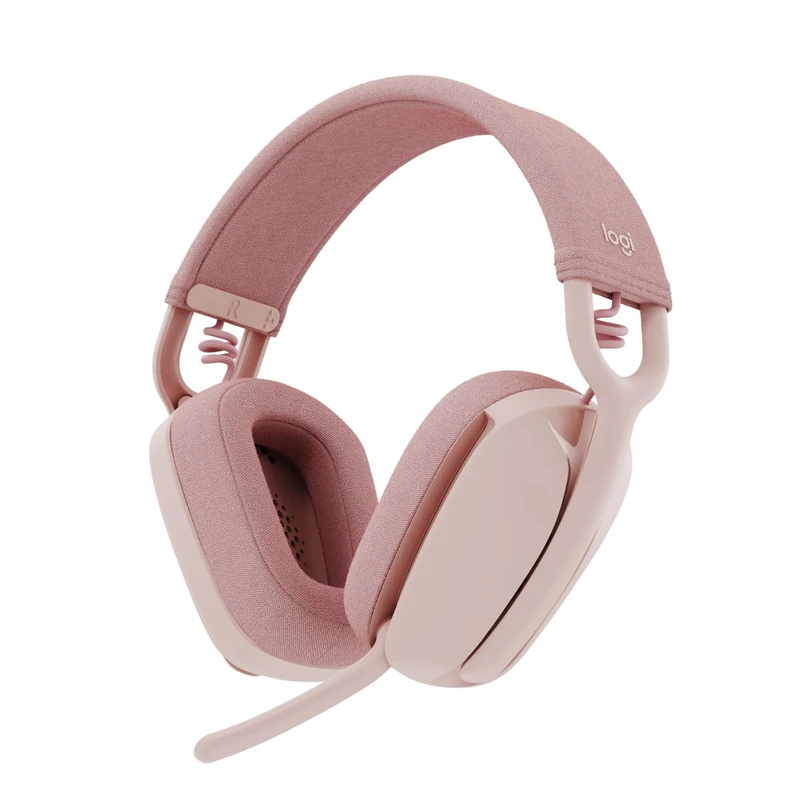 Logitech Zone Vibe 100 Lightweight Wireless Over-Ear Headphones with Noise-Cancelling Microphone, Advanced Multipoint Bluetooth Headset, Works with Teams, Google Meet, Zoom, Mac/PC, Pink