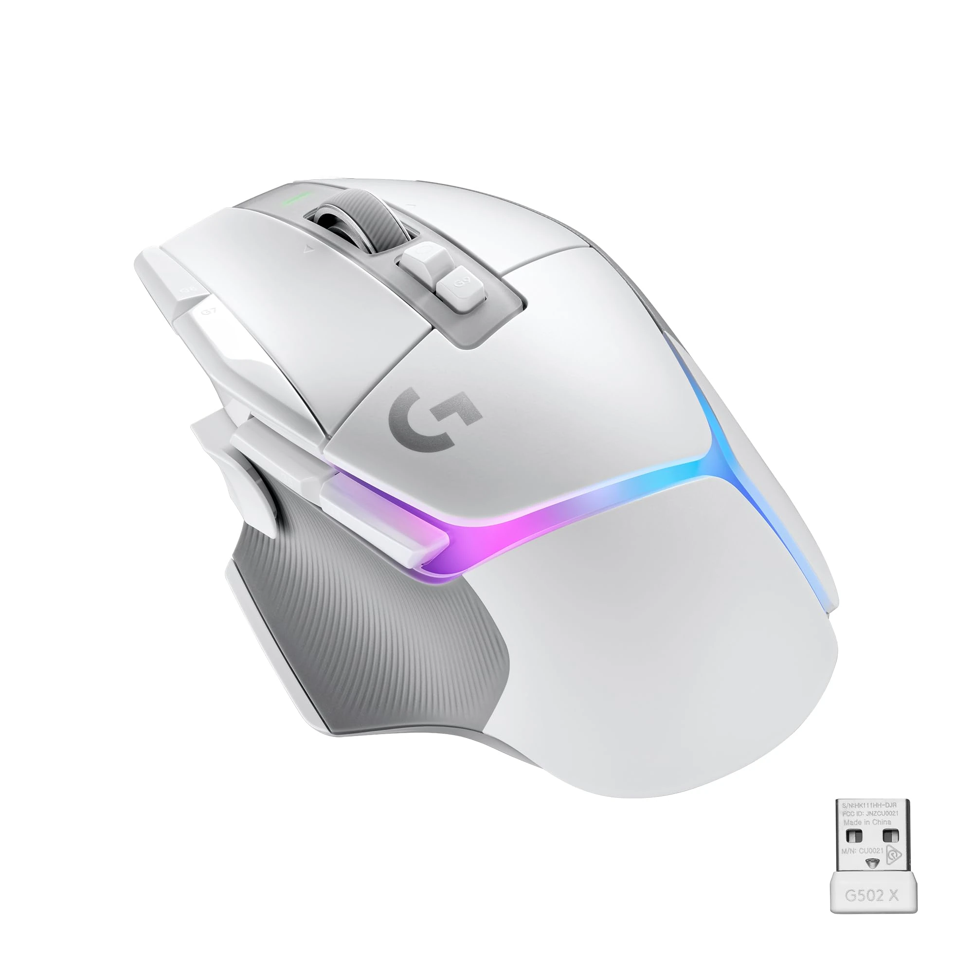 Logitech G502 X PLUS LIGHTSPEED Wireless RGB Gaming Mouse - Optical Mouse with LIGHTFORCE Hybrid Switches, LIGHTSYNC RGB, HERO 25K Gaming Sensor, Compatible with PC - macOS/Windows - White
