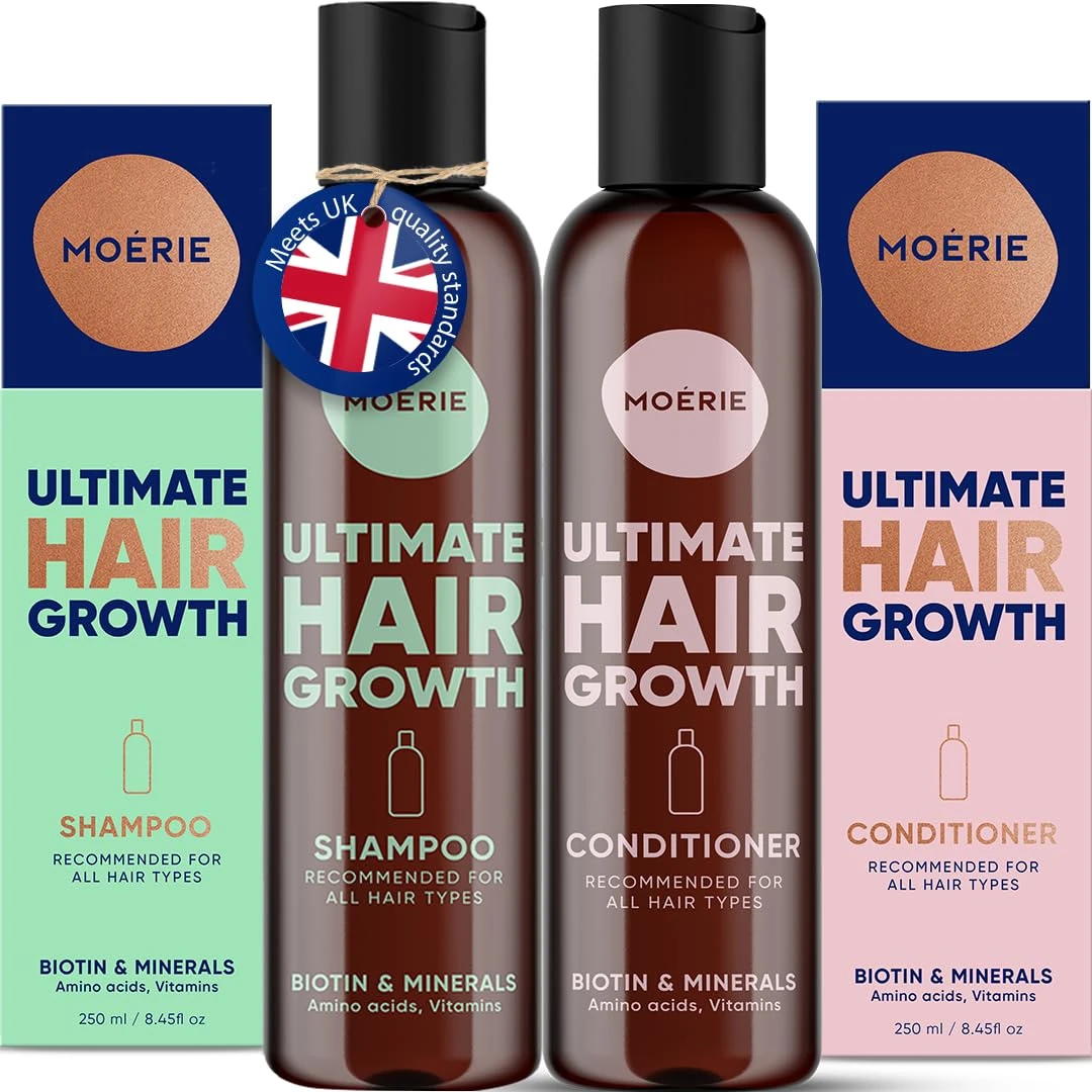 Moerie Mineral Shampoo & Hair Conditioner Set – For Longer, Thicker, Fuller Hair - Vegan Hair Products – Paraben Free Hair Products – All Hair Types – Reverse Hair Loss - 2 x 8.5 fl oz (251ml)