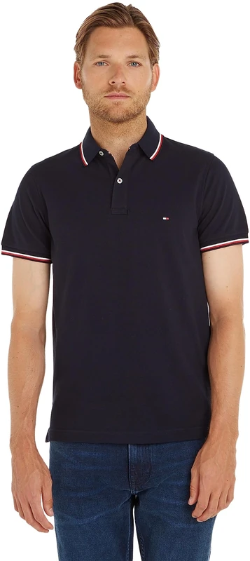 Tommy Hilfiger Men's Core Tommy Tipped Slim Polo Mw0mw13080 S/S Polos, Blue (Desert Sky), XS