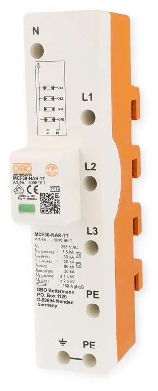 OBO-BETTERMANN 5096961 Descargdr. 1+2 Fijación Barra 3 Polos con NPE