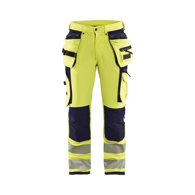Blaklader 199716423389C148 4-Way Stretch High Visibility Trousers, Yellow/Navy, Size C148