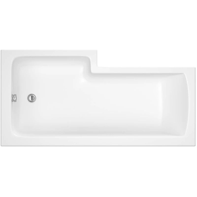 Nuie WBS1785R ǀ Modern Bathroom L Shaped Square Shower Bath Right Hand, 1700mm x 850mm x 450mm, White