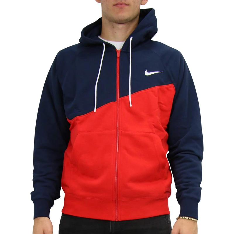 NIKE Nsw Swoosh Fz Ft Hoodie - University Red/Obsidian/White, X-Small