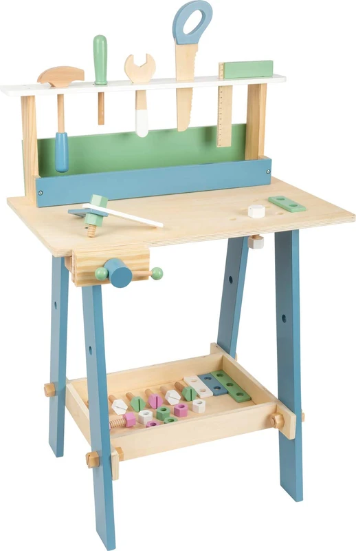 Small Foot 11375 Nordic Workbench, role-playing toy with accessories in light colours, for ages 3+ years
