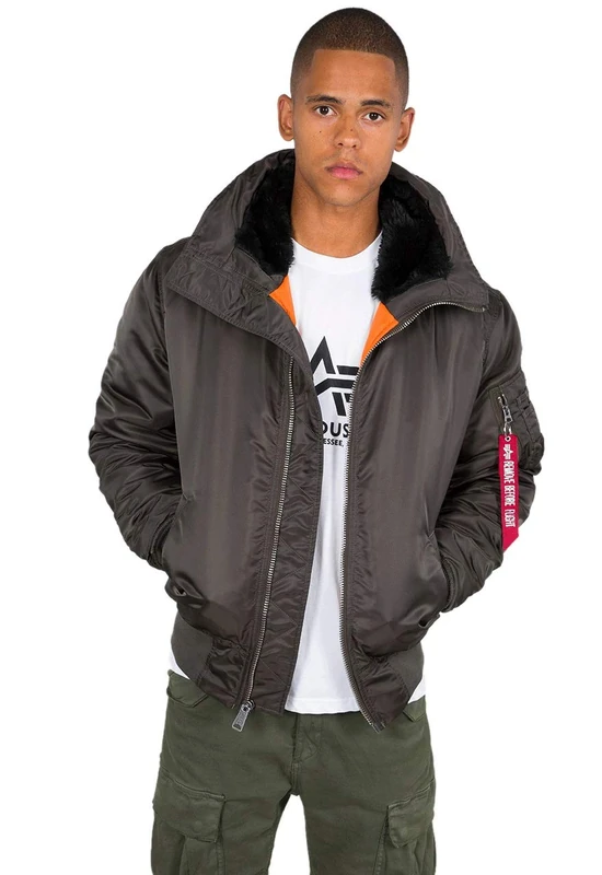 Alpha Industries MA-1 Hooded Bomber Jacket for Men Black Olive