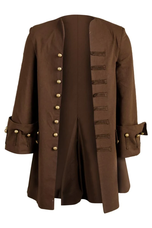 Nasfotim NEWSAIL Men's Medieval Pirate Jacket Steampunk Coat Captain Adult Halloween Cosplay Costume, Brown, Medium