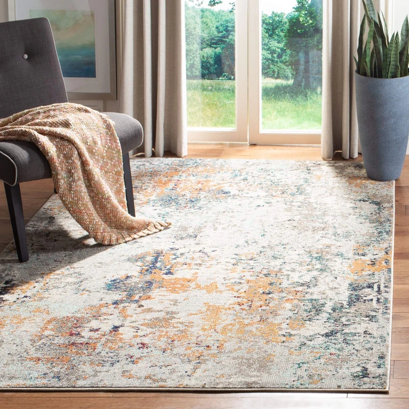 Safavieh Modern Rug for Living Room, Dining Room, Bedroom - Madison Collection, Short Pile, in Grey and Beige, 183 X 274 cm