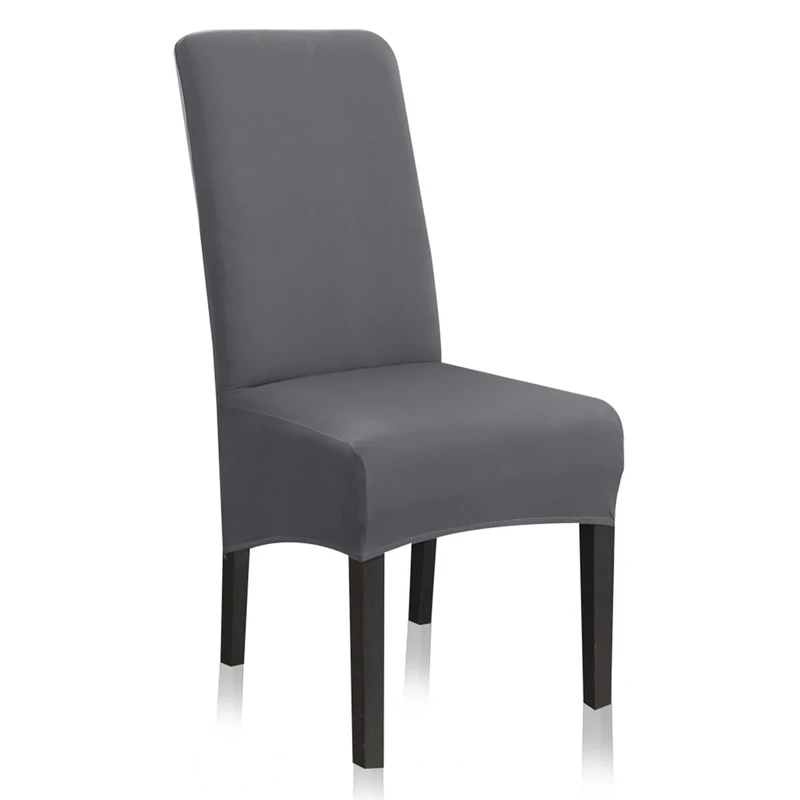 CCTFS Stretch Dining Chair Slipcovers, XL/Oversized Removable Washable Soft Spandex Extra Large Dining Room Chair Covers for Kitchen Hotel Table Banquet Solid Color (4 Per Set, Gray)