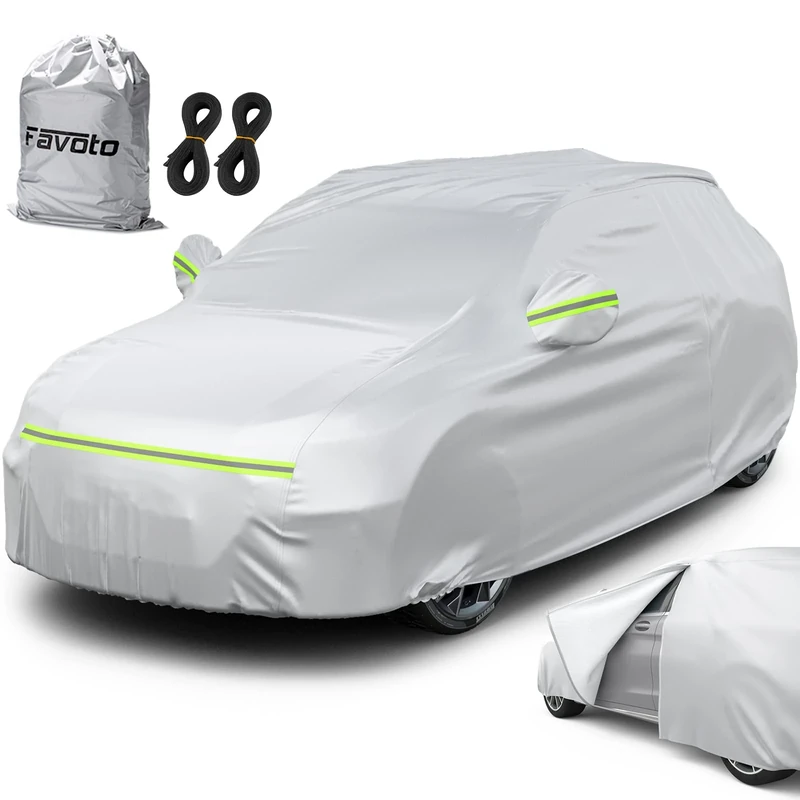 Favoto Car Cover Full Garage Tarpaulin - Dustproof Waterproof for 480-505 cm SUV - Winter & Summer - 3.5 kg