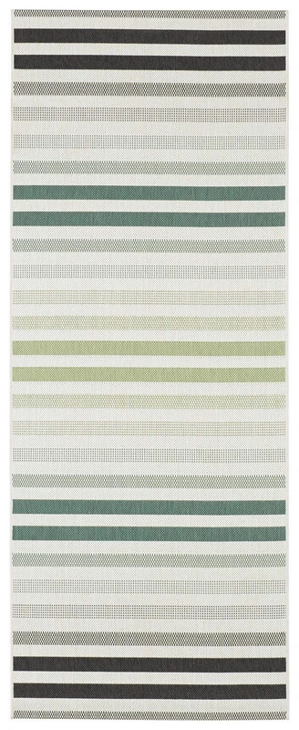 NORTHRUGS Indoor and Outdoor Rug 80 x 200 cm - Weatherproof Modern Striped Design Line Pattern Runner Patio Rug Balcony Rug Kitchen Runner Bathroom Rug Living Room Rug Waterproof in Green Cream