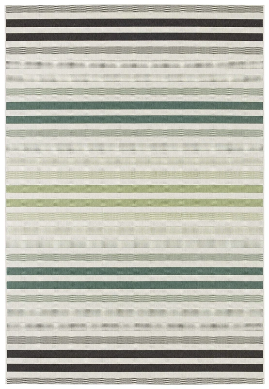 NORTHRUGS Indoor and Outdoor Rug 80 x 150 cm Weatherproof Modern Striped Design Line Pattern Runner Patio Rug Kitchen Rug Bathroom Rug Living Room Waterproof in Green Cream - Image 1