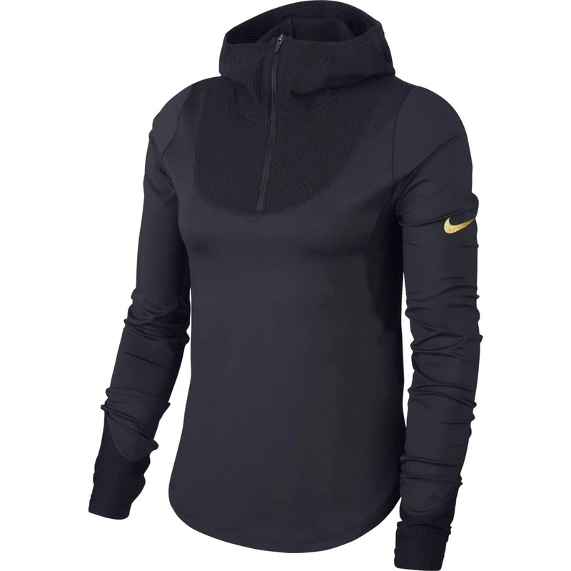 NIKE Top Midlayer Glam Sweatshirt Women's Sweatshirt - Black/Metallic Gold, X-Small - Image 1