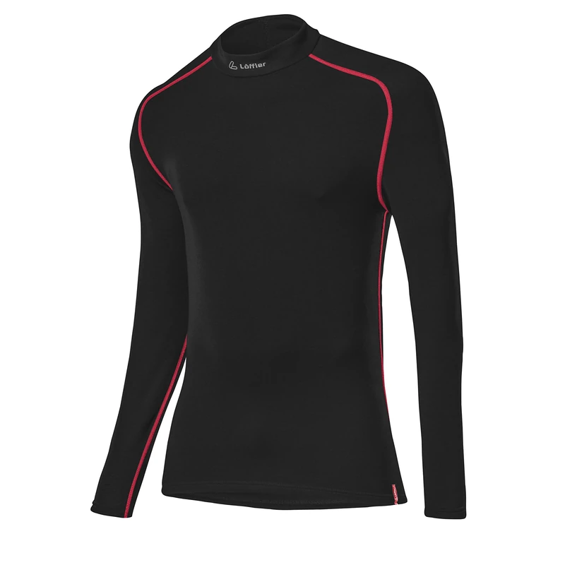 LÖFFLER Mr. Turtleneck La Transtex Warm Shirt, Men, 13935, black/red, 54 (EU)