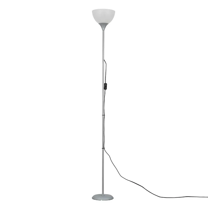 MiniSun | Modern Silver Uplighter Floor Lamp with a White Shade | Floor Lamps & Torchieres, Home Décor & Improvement Essential | Includes 6W LED Bulb [3000K Warm White]