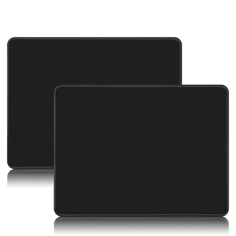 Kriture Mouse Pad 2 Pack with Stitched Edge, Non-Slip Rubber Base, Premium-Textured and Waterproof Mousepad for Computers, Laptop, Office and Home, 260x210x3mm, Black