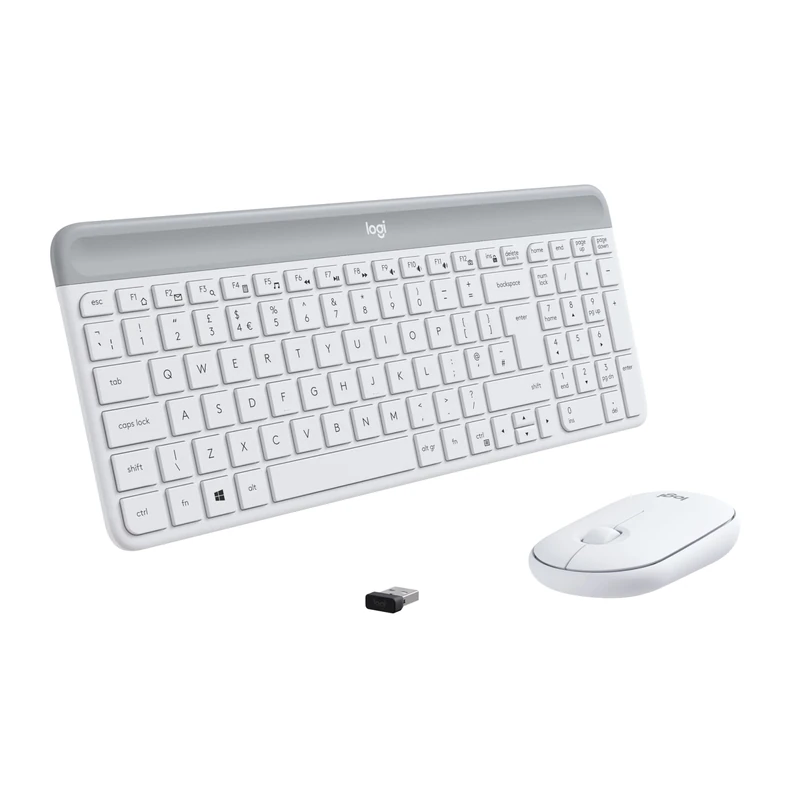 Logitech Slim Wireless Keyboard and Mouse Combo MK470, QWERTY US International Layout - White