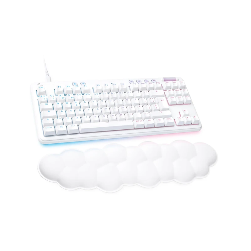 Logitech G G713 Gaming Keyboard with Cable with Lightsync RGB Lighting, Touch Switch (GX Brown) and Palm Rest Compatible with PC and Mac - Fog White