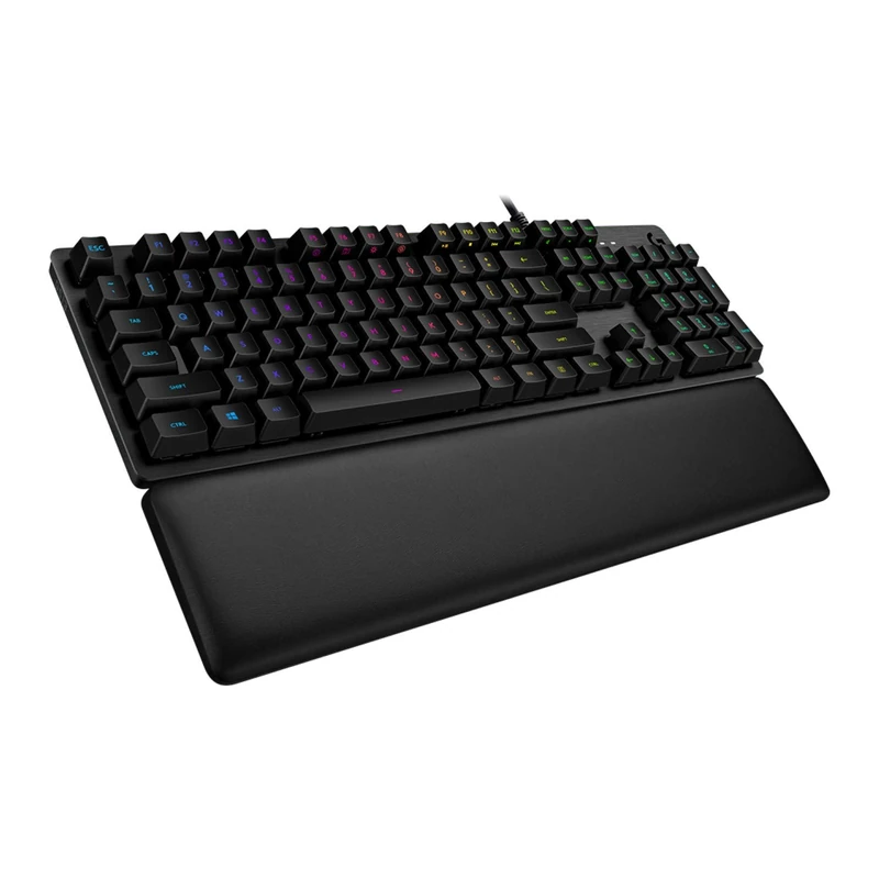 Logitech G513 Mechanical Gaming Keyboard, GX Brown Tactile Switches, RGB Lighting, USB Through, Wrist Rest with Memory Foam, Aluminium Housing, German QWERTZ Layout - Carbon/Black