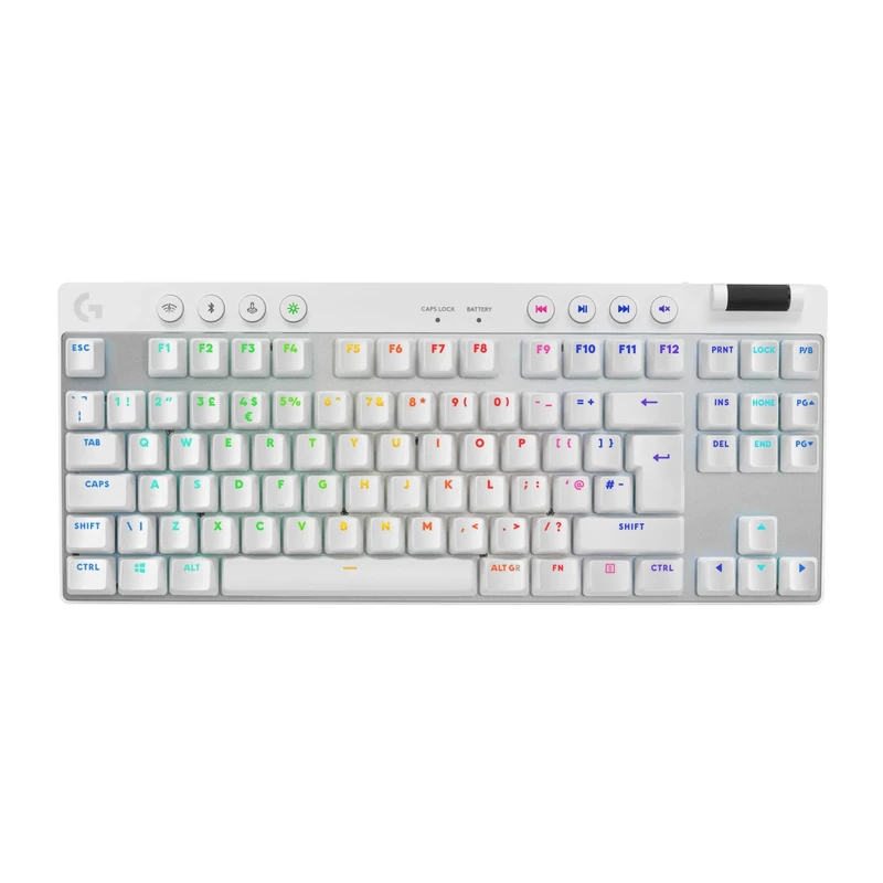 Logitech G PRO X TKL LIGHTSPEED Wireless Gaming Keyboard, Ultra Portable Tenkeyless Design, LIGHTSYNC RGB, Tactile Switches (GX Brown), QWERTY UK English, PC - White