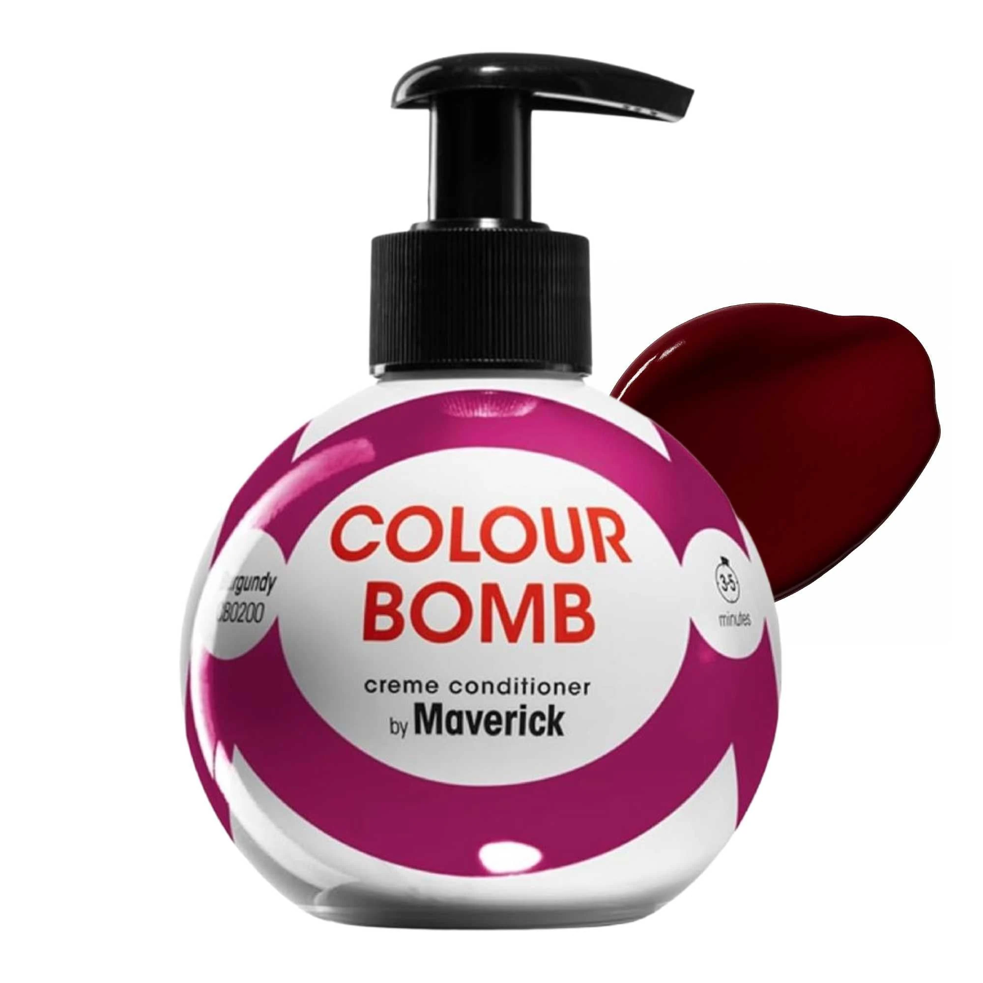 Colour Bomb Burgundy Hair Colour Depositing Conditioner 250ml – Vibrant Gloss & Shine, Softening & Nourishing Colour Refresh Treatment, No Mix, Vegan, Ammonia & Peroxide Free