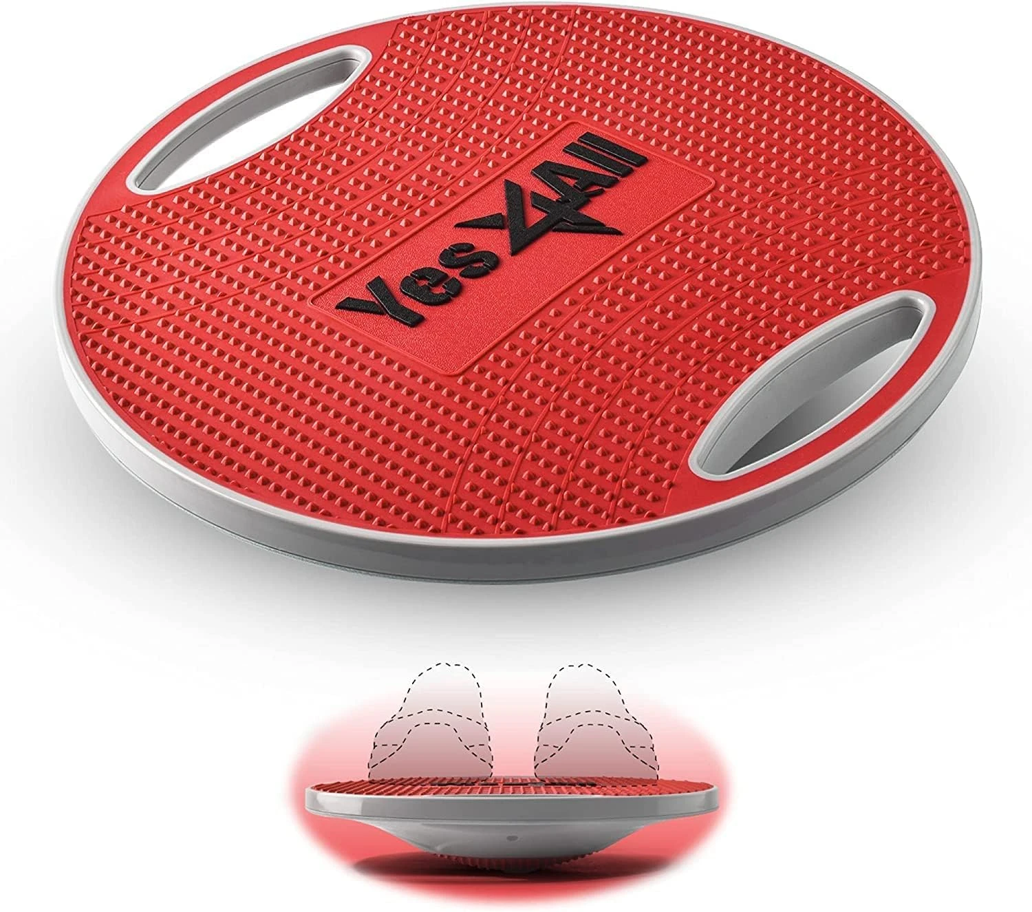 Yes4All D25M Plastic Wobble Balance Board, 40 cm Surface Balance Board for Standing, Core Training, Gym Home Workout (Red/Gray), Candy Apple