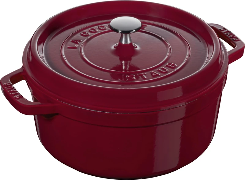 STAUB Cast Iron Roaster/Cocotte, Round, 24 cm, 3.8 L, Bordeaux