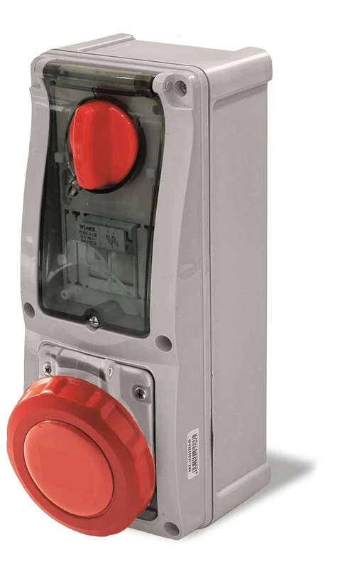 Vertical Interlocked Socket with Fuse Holder 16A 3P+N+T - RED