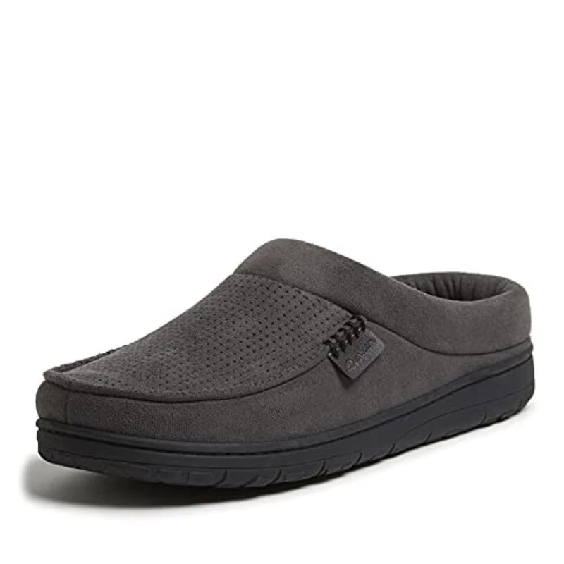 Dearfoams Men's Brendan Indoor/Outdoor Breathable Memory Foam Clog House Shoe with Wide Widths Slipper, Pavement Perforated, X-Large UK